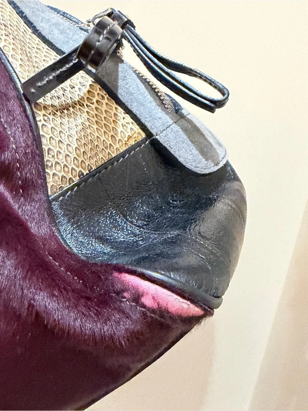 Dolce & Gabbana Burgundy Pony hair & Snakeskin with Grey Leather SUPER RARE
